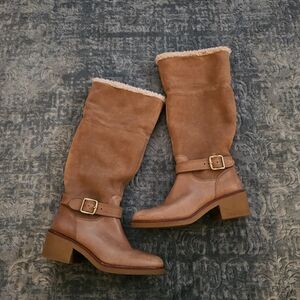 Brown Leather Knee-High Boots